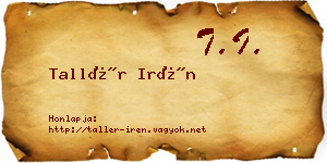 Tallér Irén névjegykártya